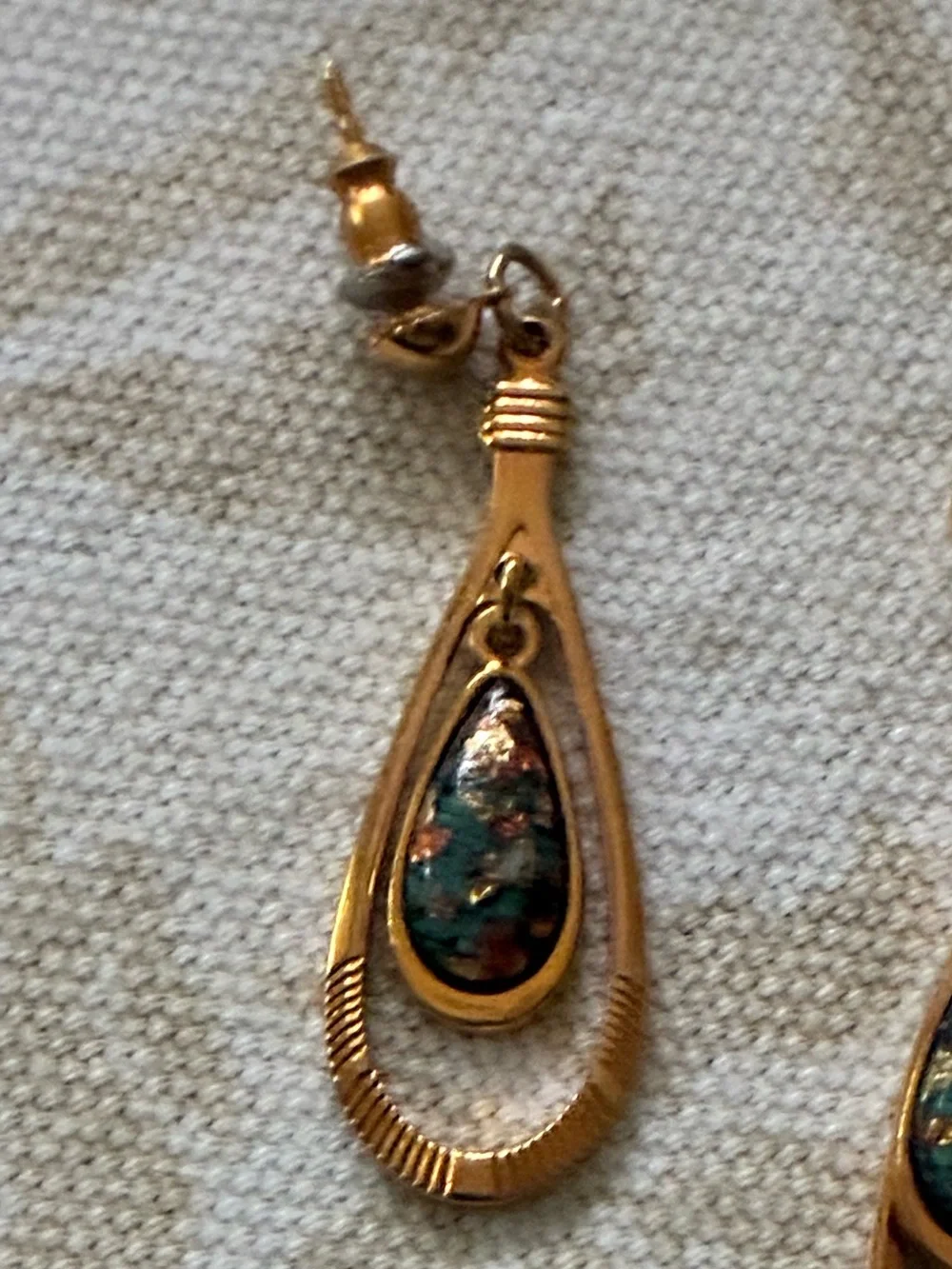 Silver Fetish Rainbow Flake Earrings Teardrop Gold Plated Boho Stud